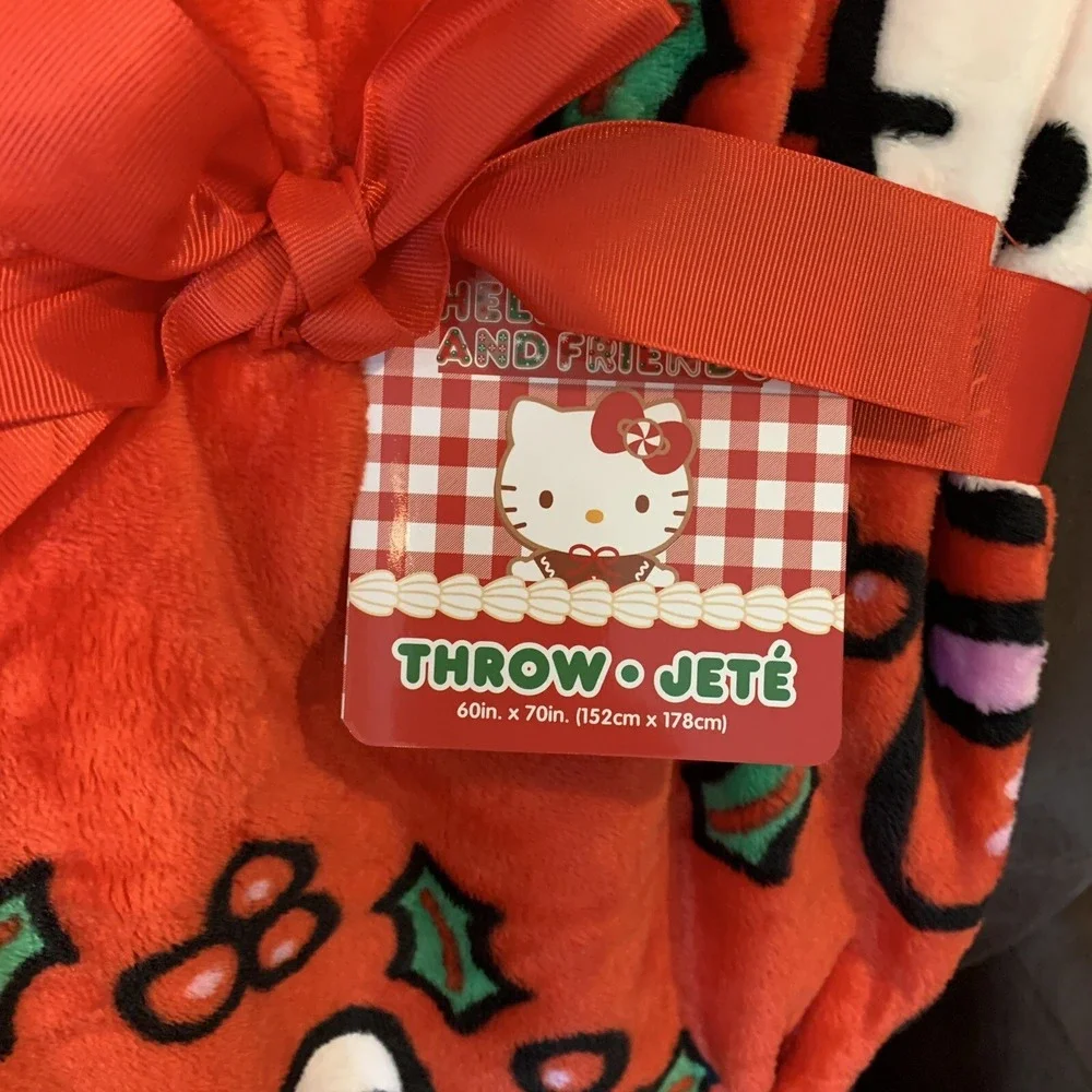 Hello Kitty Red Christmas Holiday Wreath Throw Blanket Plush 60